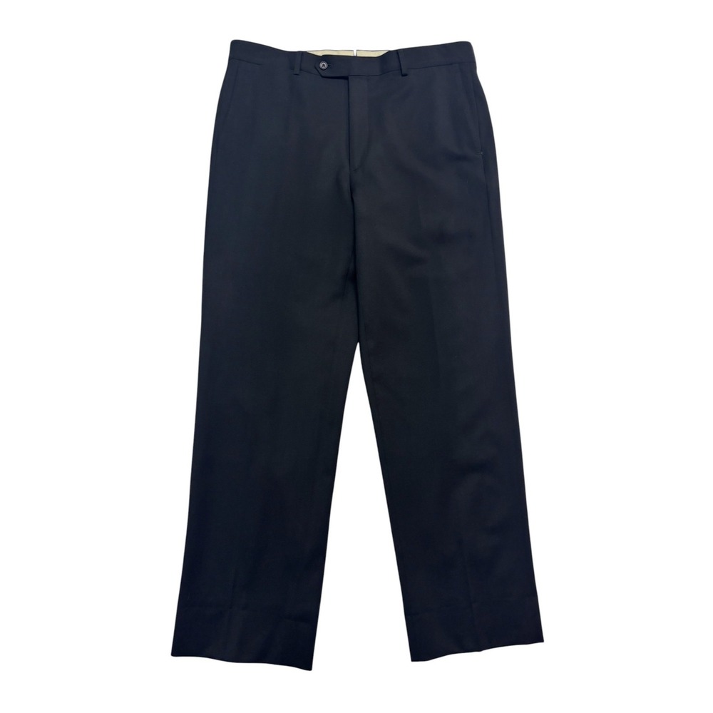 Cremieux 36x30‎ Black  Pants Trousers 3D Wool Italy Italian Fabric Flat Front